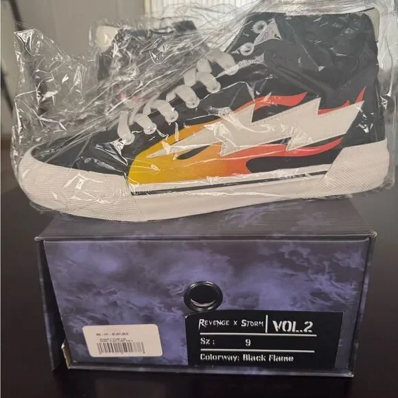 Revenge x Storm High Top Black Flame Sneakers